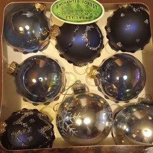 Enchanted Forest Vintage glass ornaments 8 count. Beautiful. Made in USA.